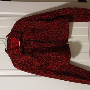 ⭐AMERICAN BAZI Red Leopard denim jacket